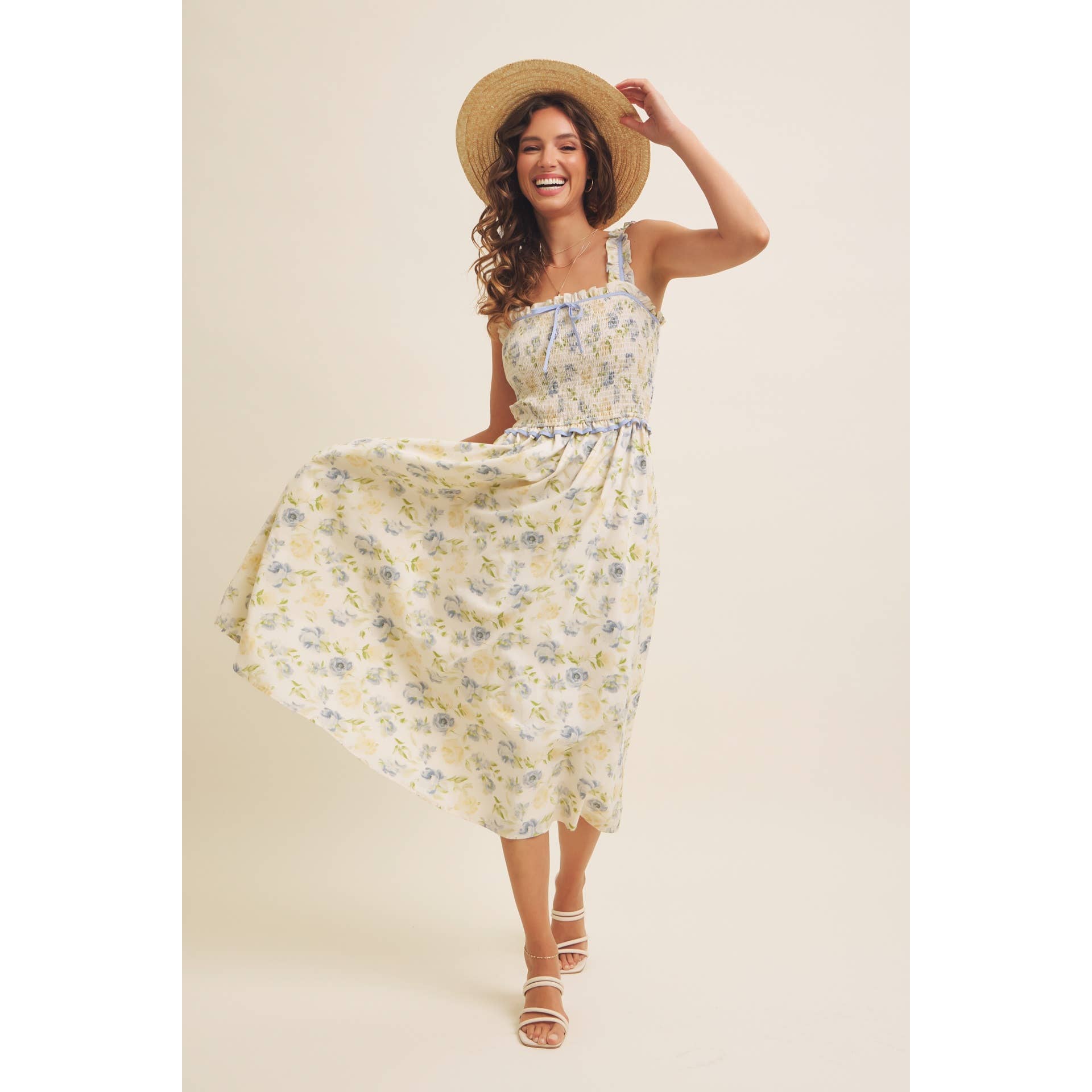 Floral Smocked Midi Dress