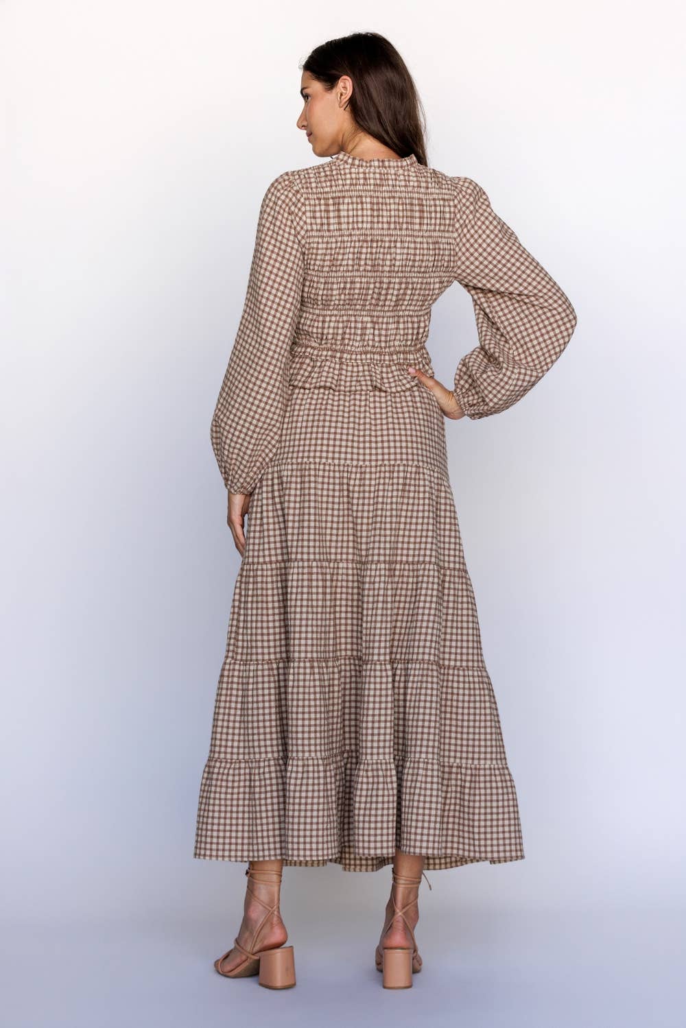 Gingham Maxi Tiered Skirt - LAST S & L