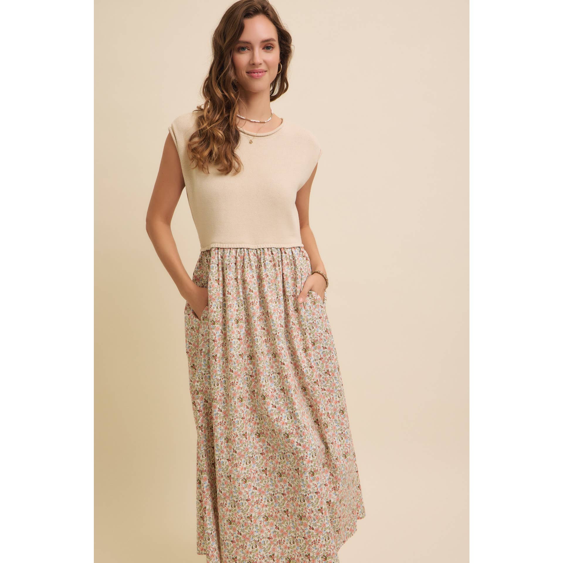 Clara Midi Dress with Sweater Vest