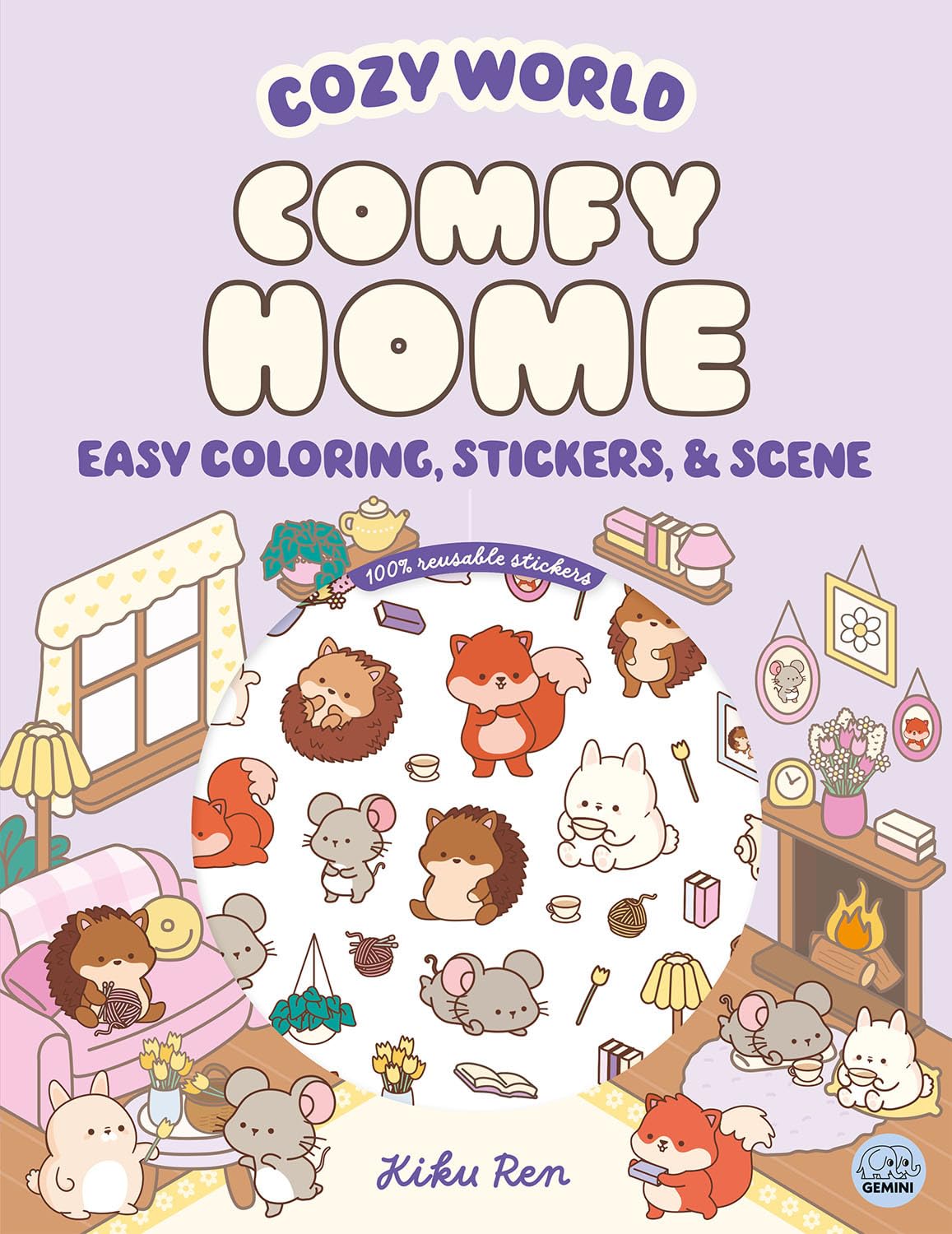Cozy World Comfy Home: Easy Coloring and Sticker Scene
