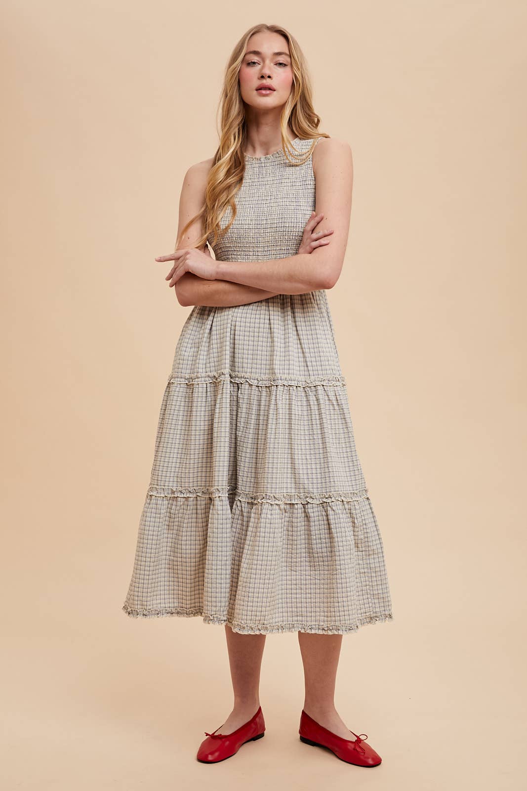 Seersucker Maxi || Smocked Checkered S