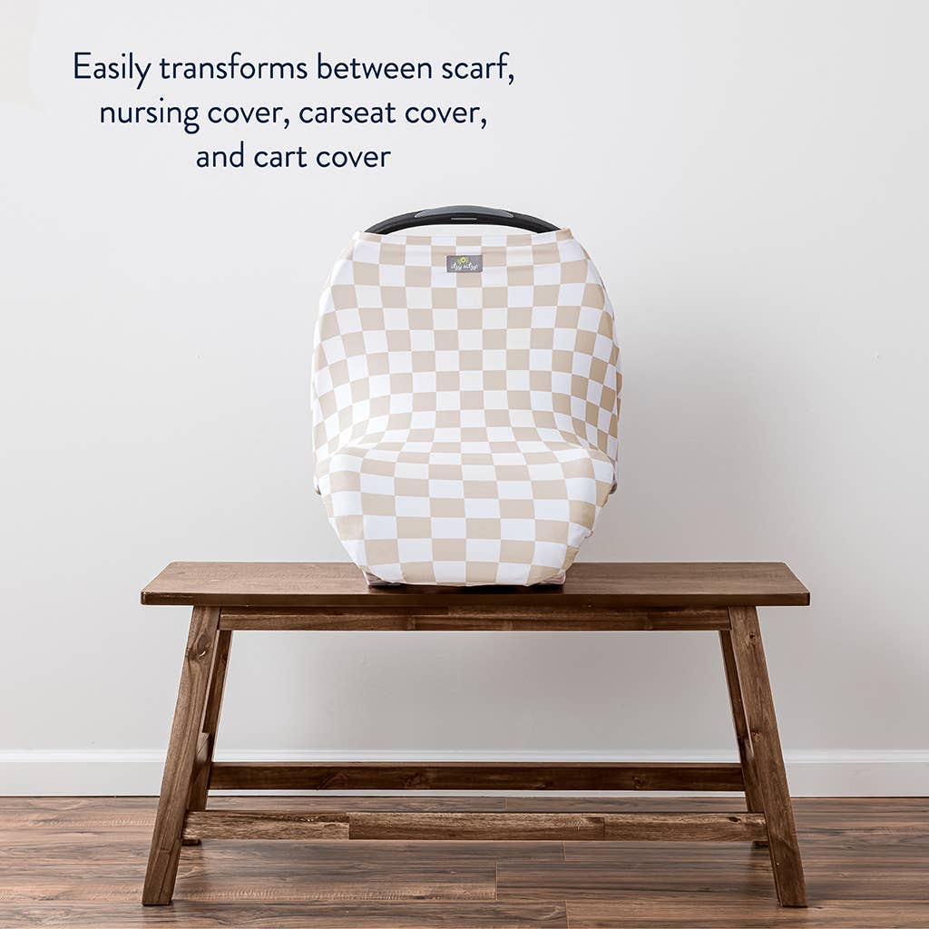 Taupe Checkerboard Mom Boss 4-in-1 multi-use cover