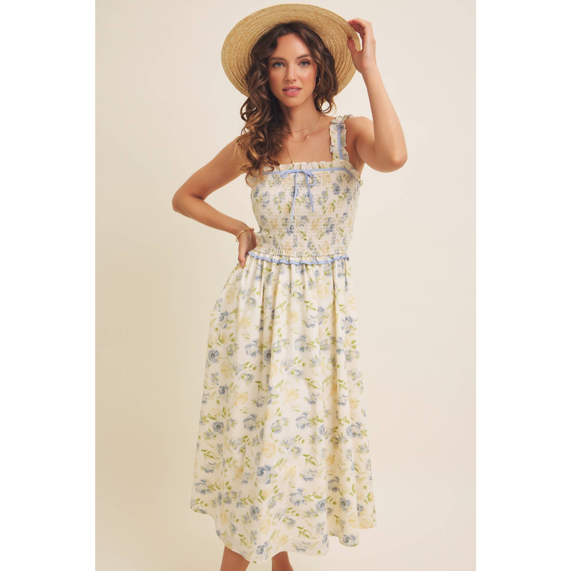Floral Smocked Midi Dress