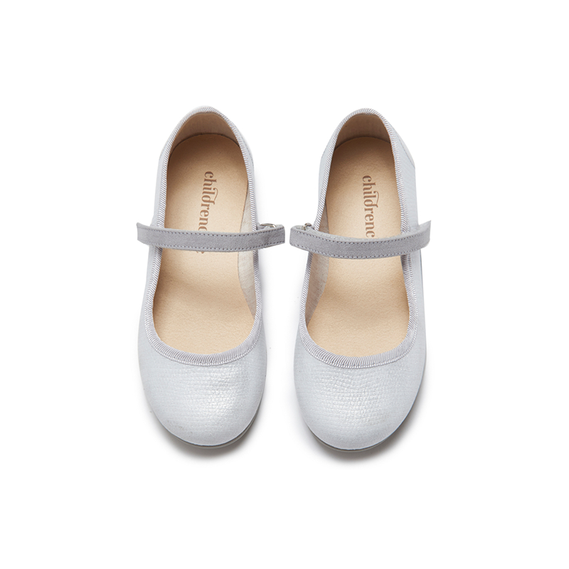 Classic Textured Canvas Mary Janes | Silver