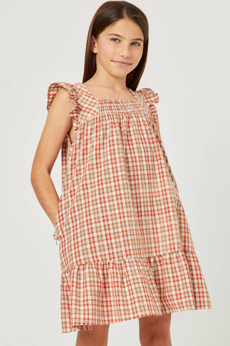 Autumn Plaid Ruffle Dress