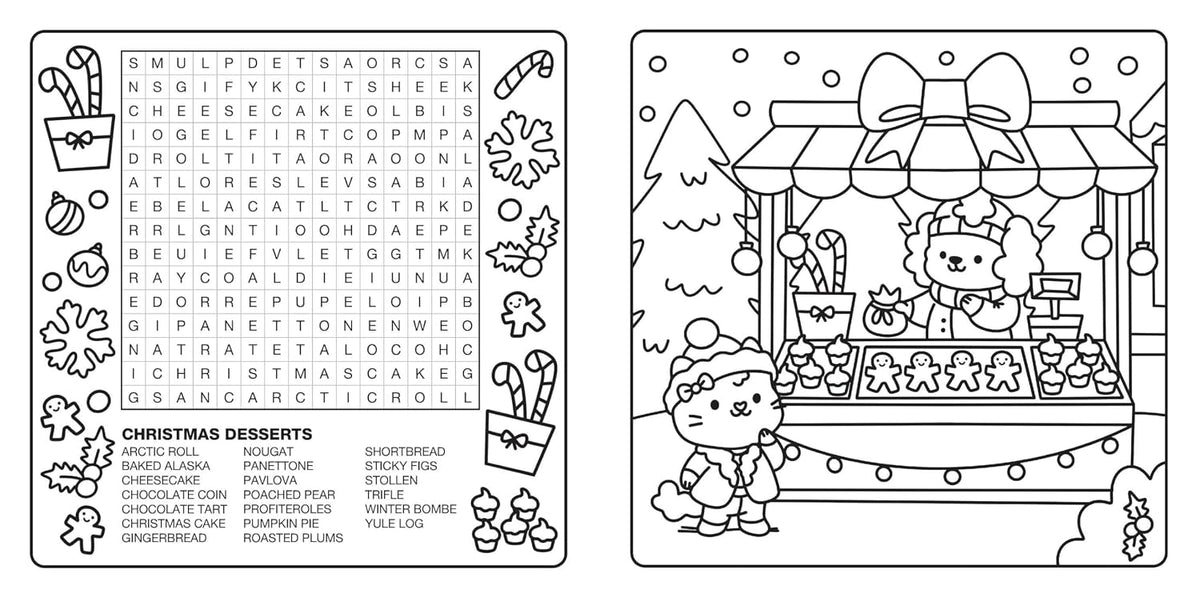 Bright Cuties: Christmas Cozy Coloring & Word Search