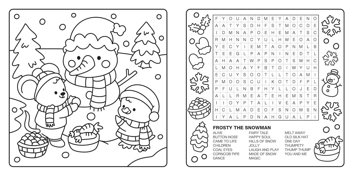 Bright Cuties: Christmas Cozy Coloring & Word Search