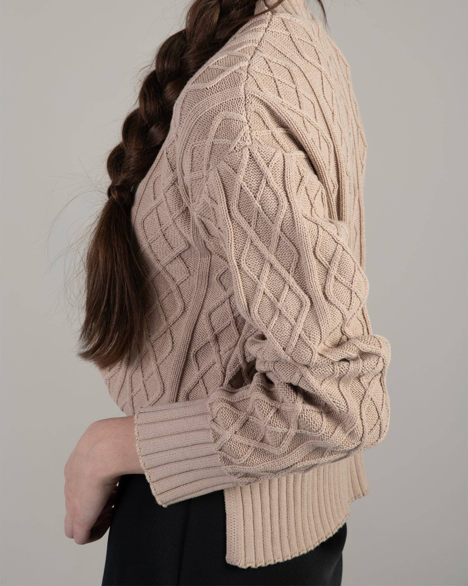 Cable Knit Crew | Mushroom