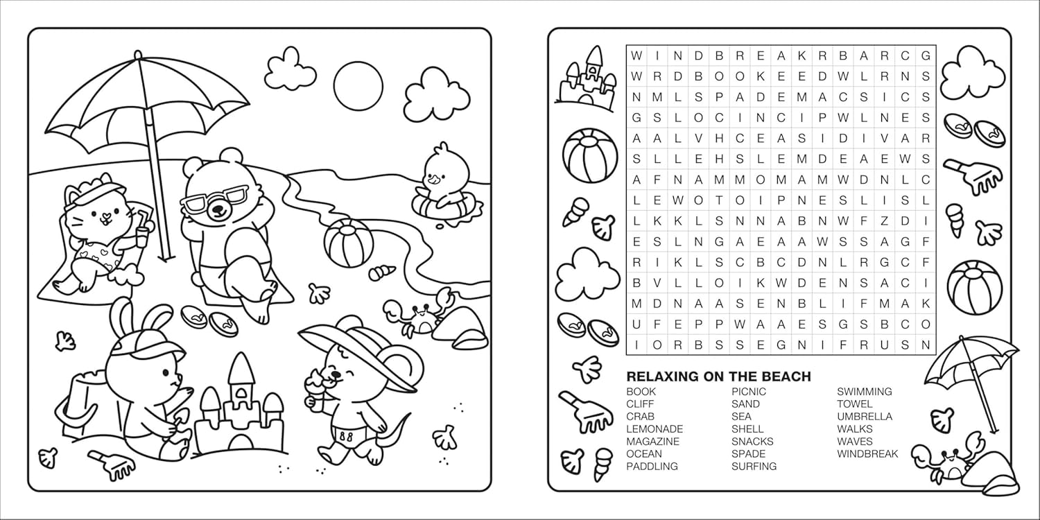 Clever Cuties: Cozy Coloring & Word Search