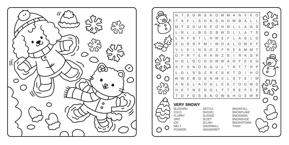 Bright Cuties: Christmas Cozy Coloring & Word Search