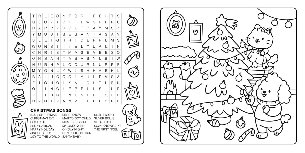 Bright Cuties: Christmas Cozy Coloring & Word Search
