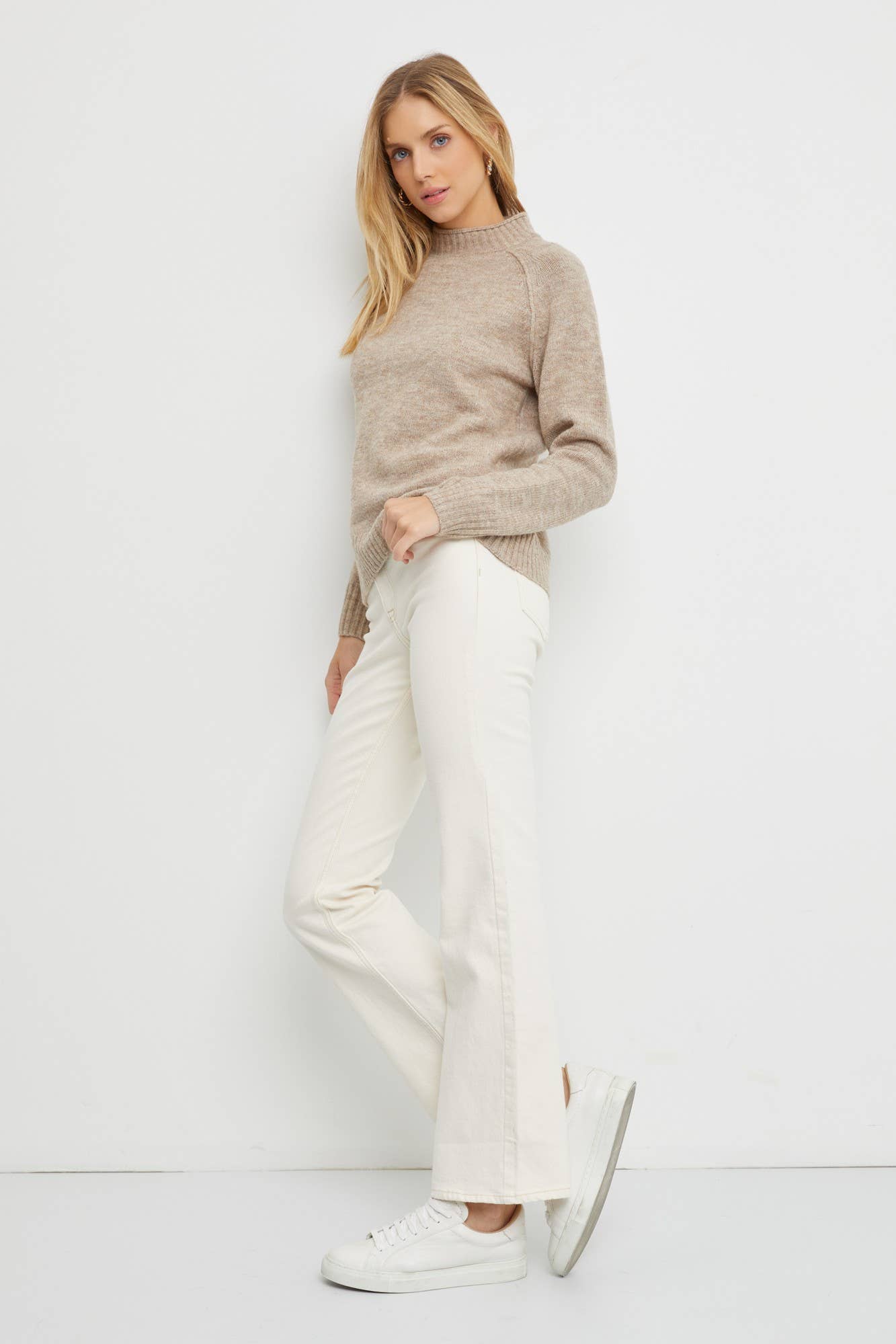 Mock Neck Pullover Sweater || Oatmeal