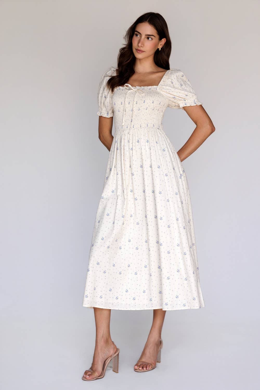 Ivy Smocked Floral Midi Dress - LAST ONE S