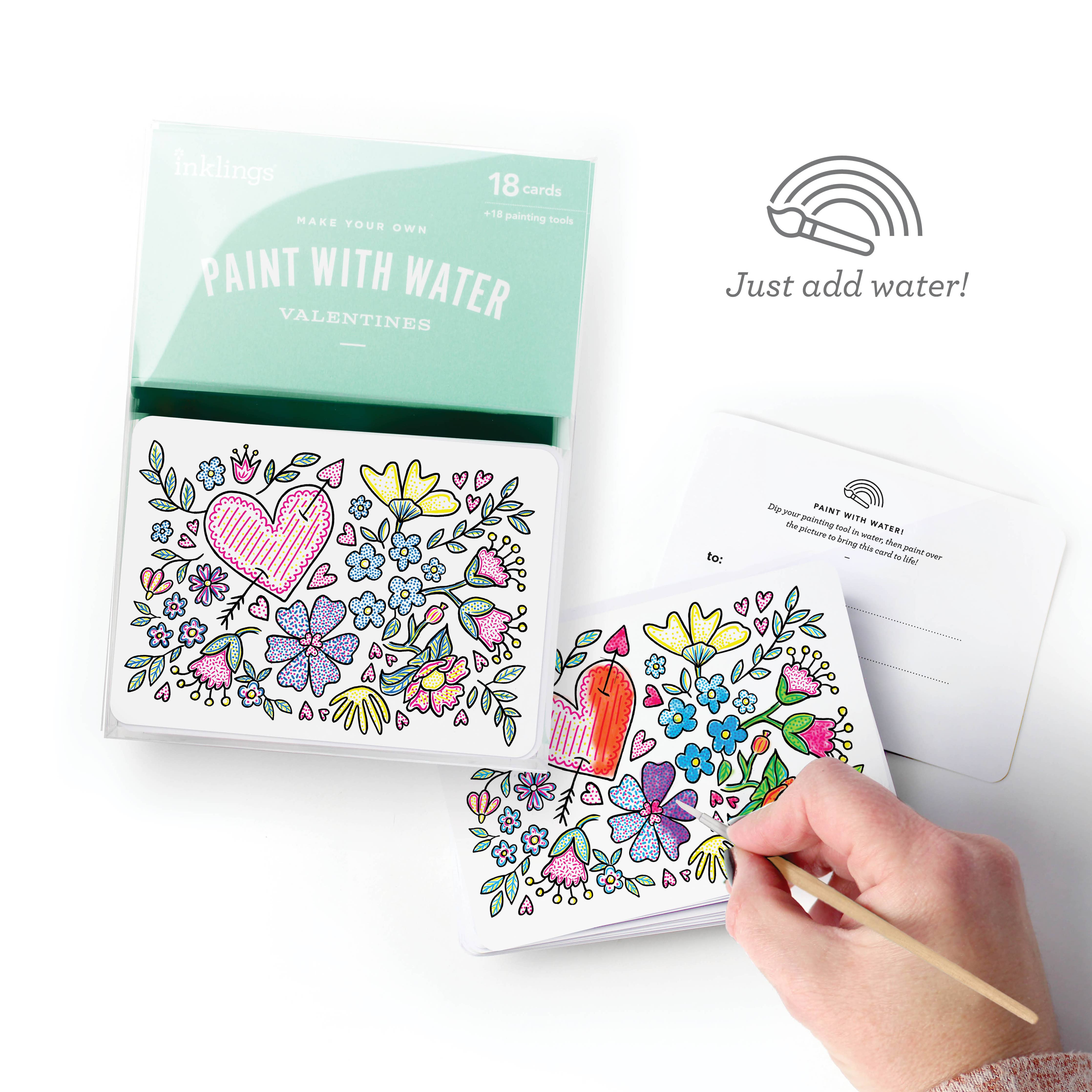 Paint with Water Valentine Cards | Floral