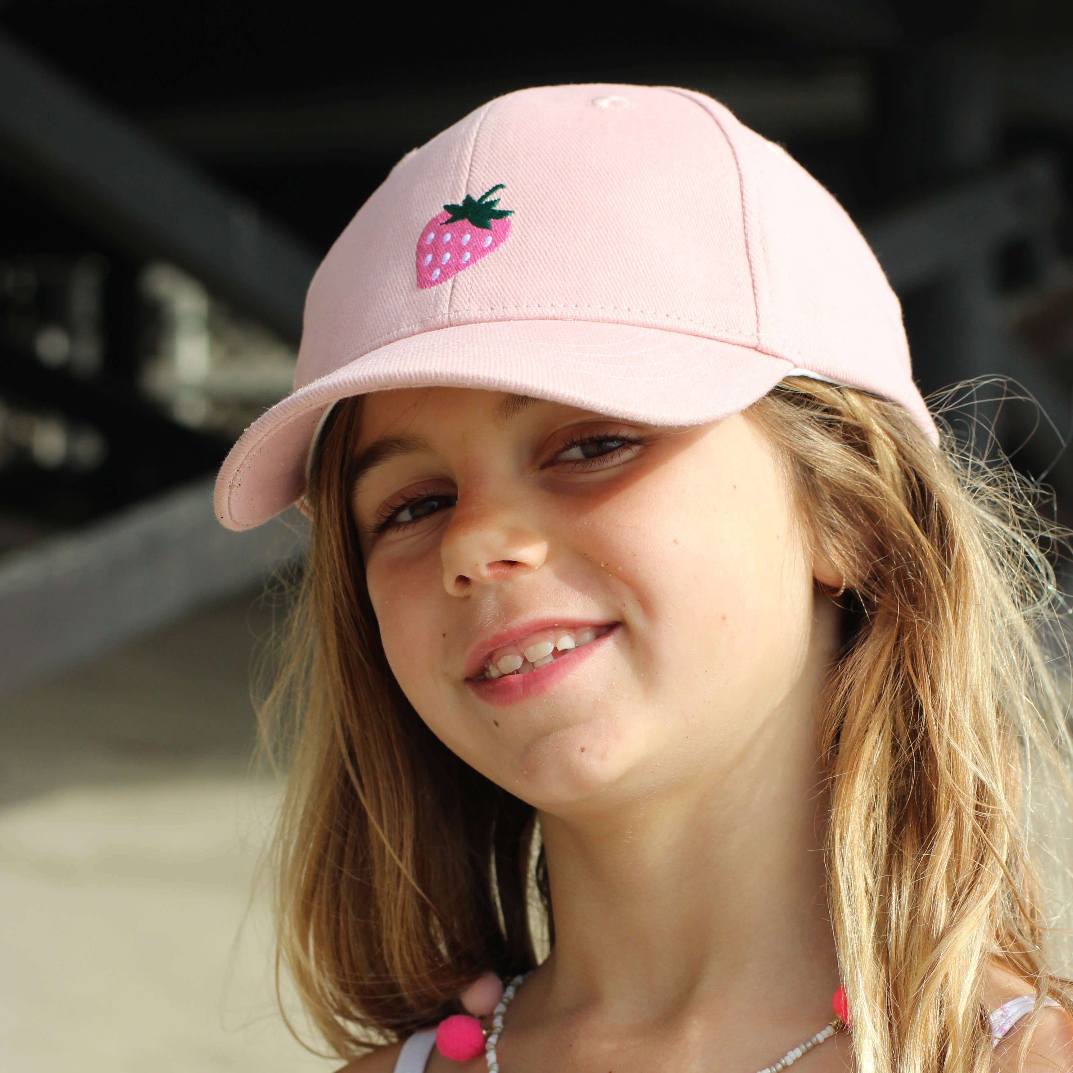 Kids Baseball Hat - Pink Strawberry