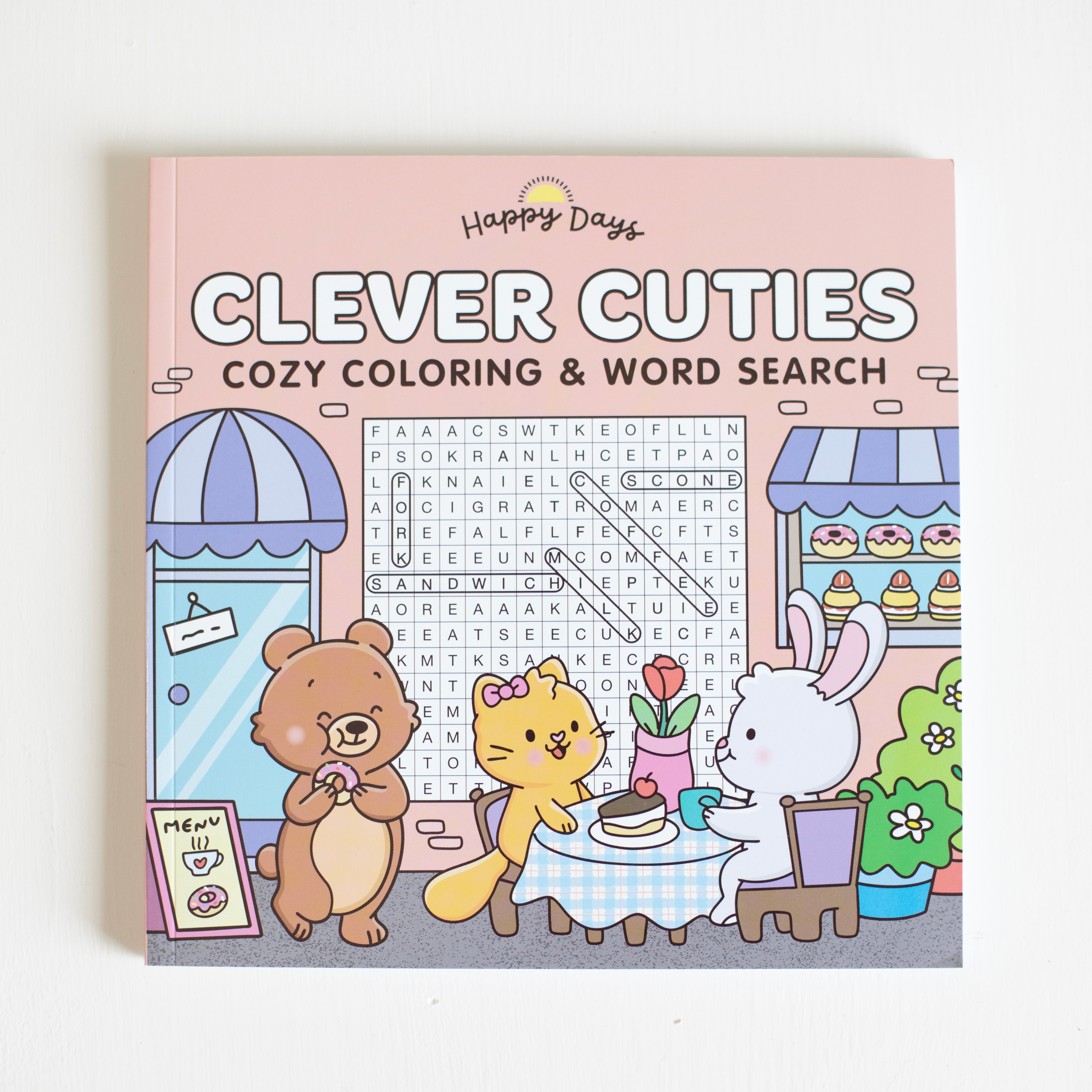 Clever Cuties: Cozy Coloring & Word Search
