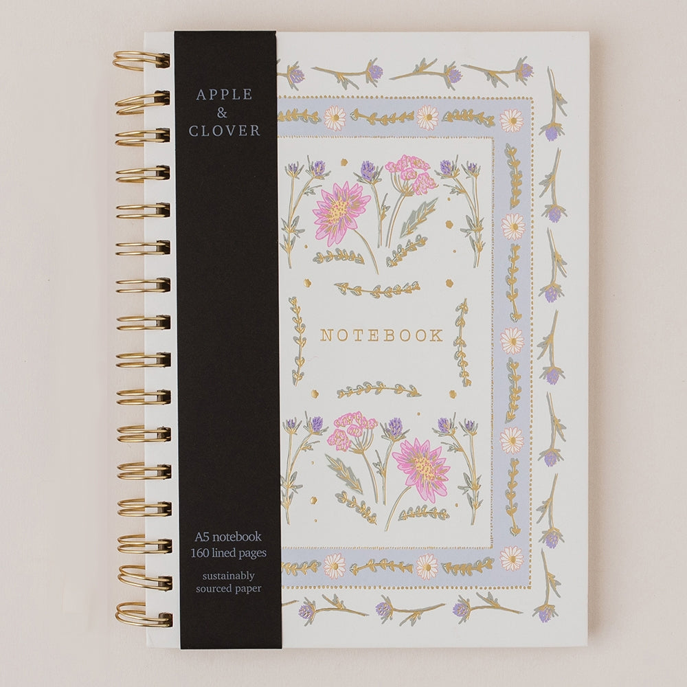 Floral Hardback Ringbound Notebook Journal Lined A5