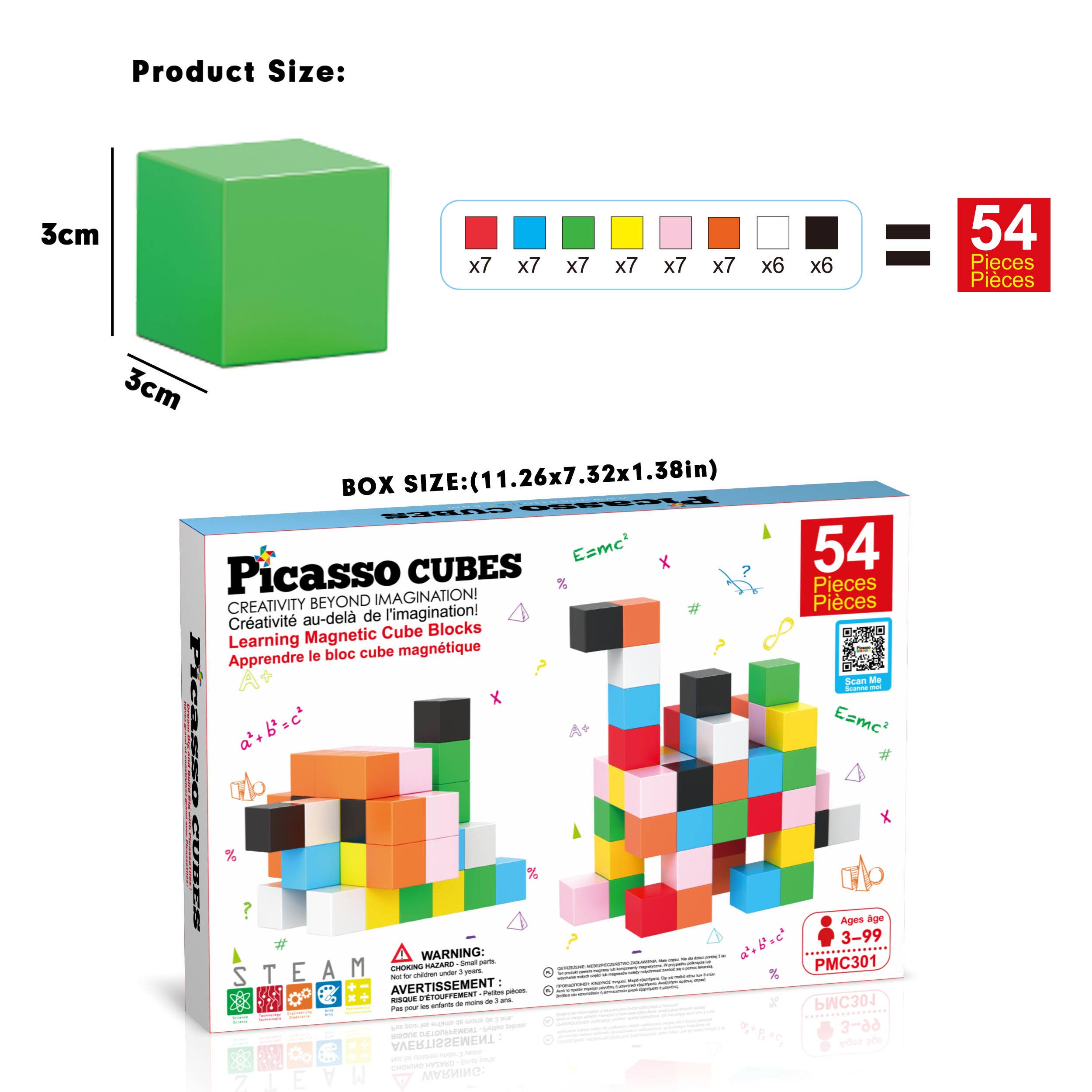 1.2" 54 Pieces Magnet Building Cube