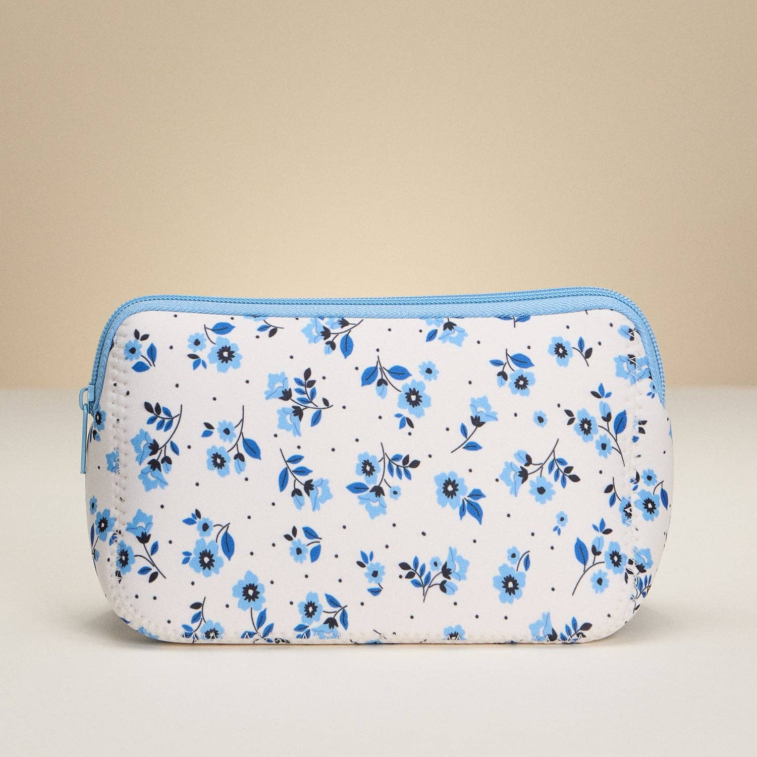 Blue Neoprene Floral Pouch