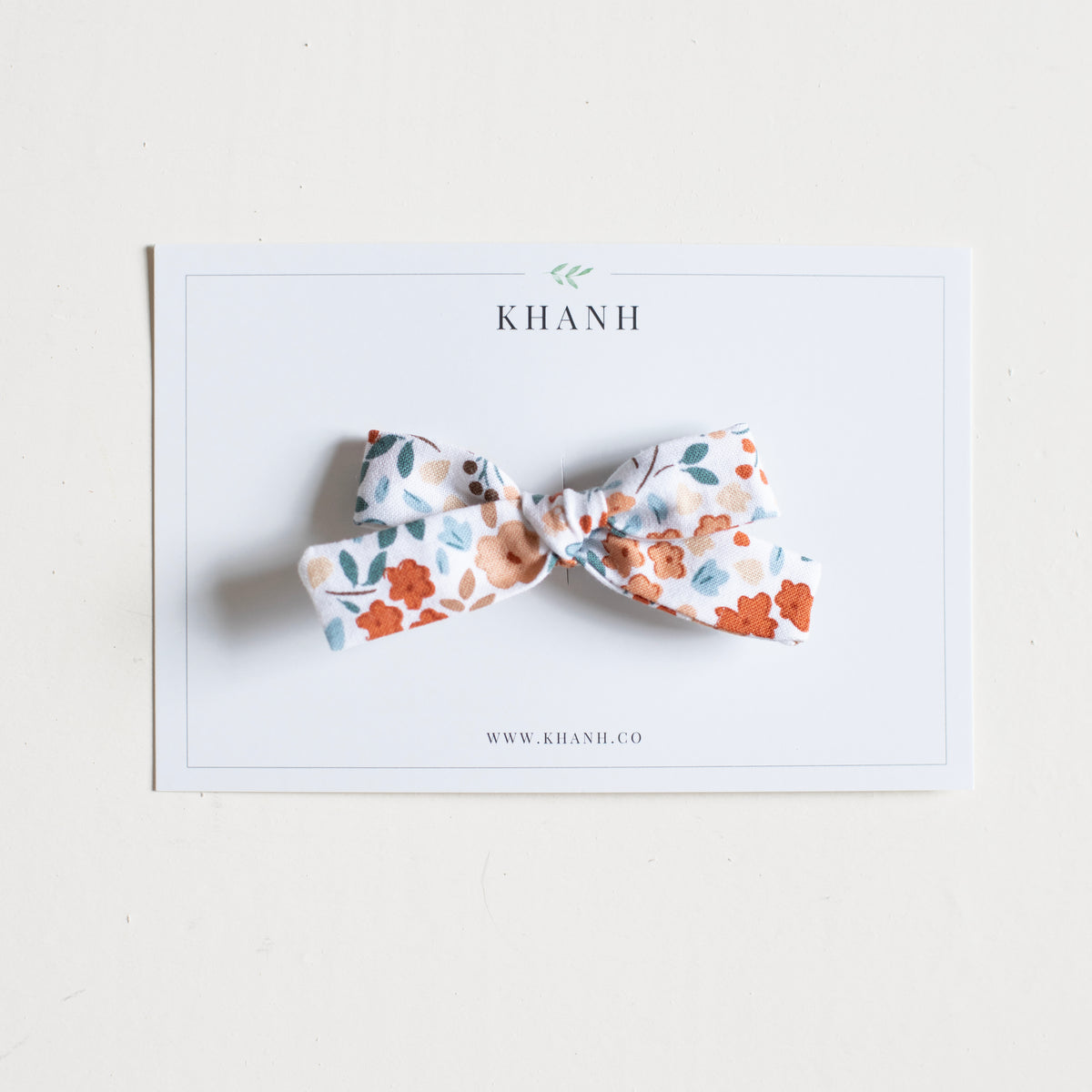 Autumn Floral (White) || Petite Hand-Tied Bow