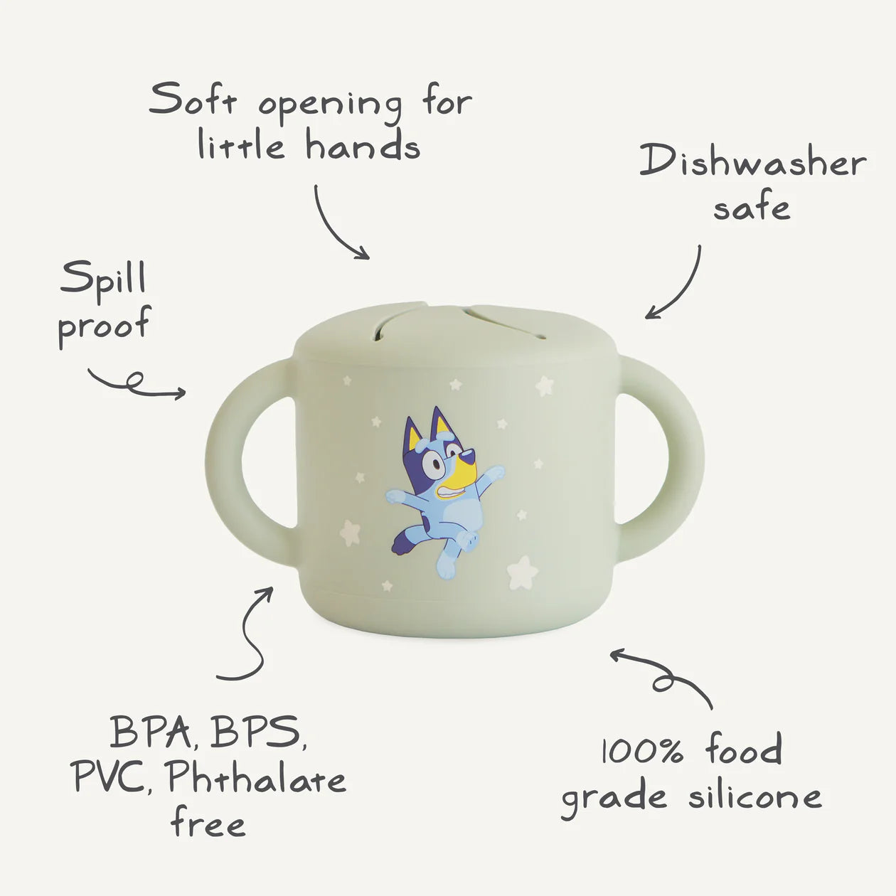 Bluey x Mushie Snack Cup || Bluey Sage