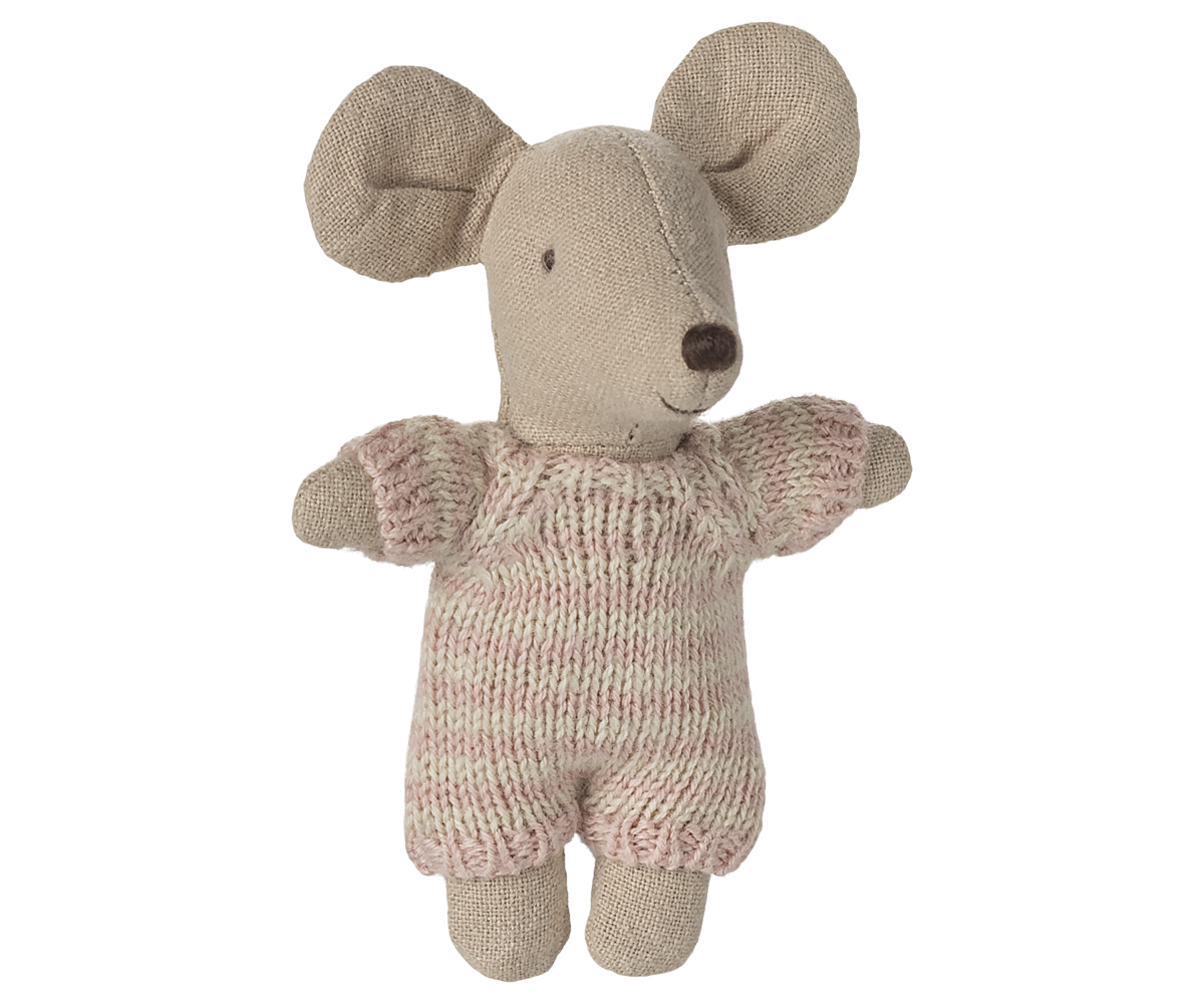 Baby mouse in carry cot - Rose