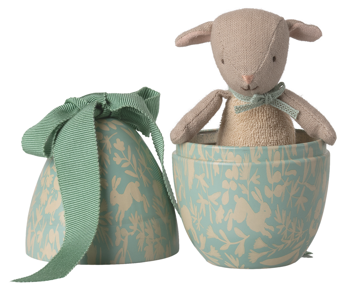 Easter egg with micro lamb, Small - Dusty mint