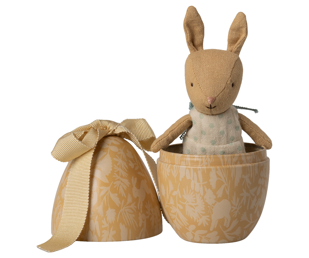 Easter egg with micro rabbit, Small - Cream yellow
