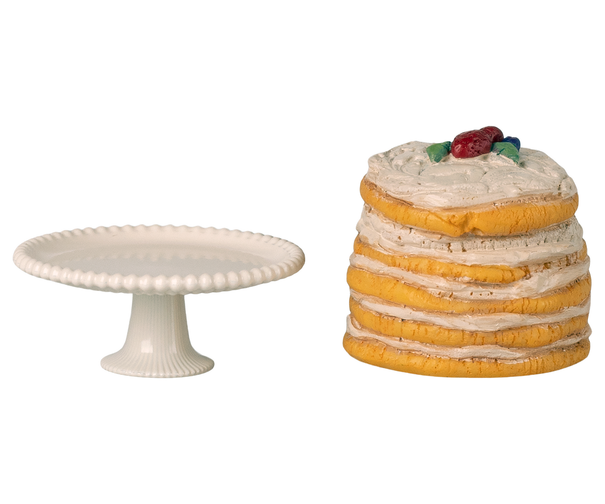 Party cake and cake stand, Mouse - Off white