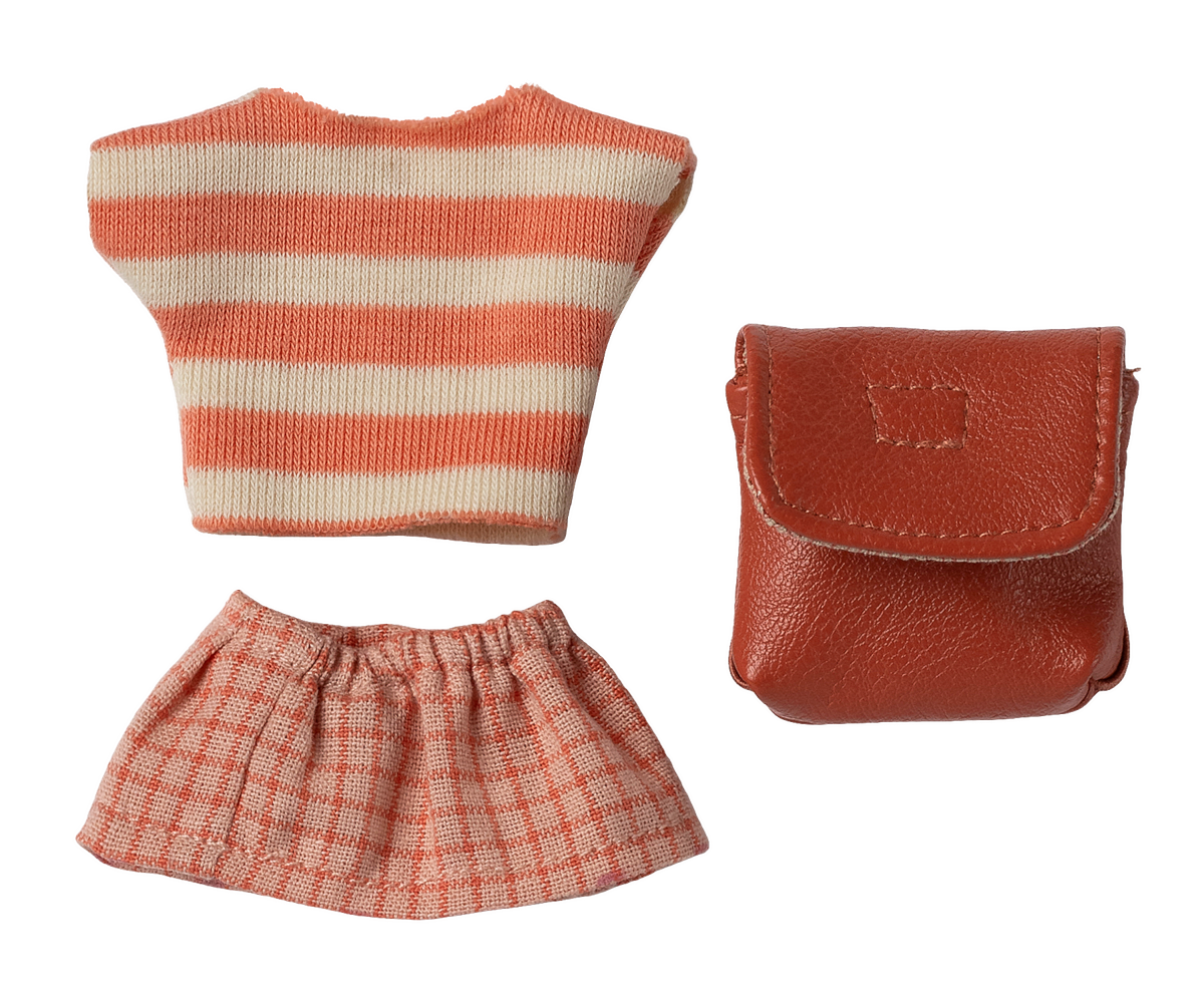 Clothes and bag, Big sister mouse - Coral