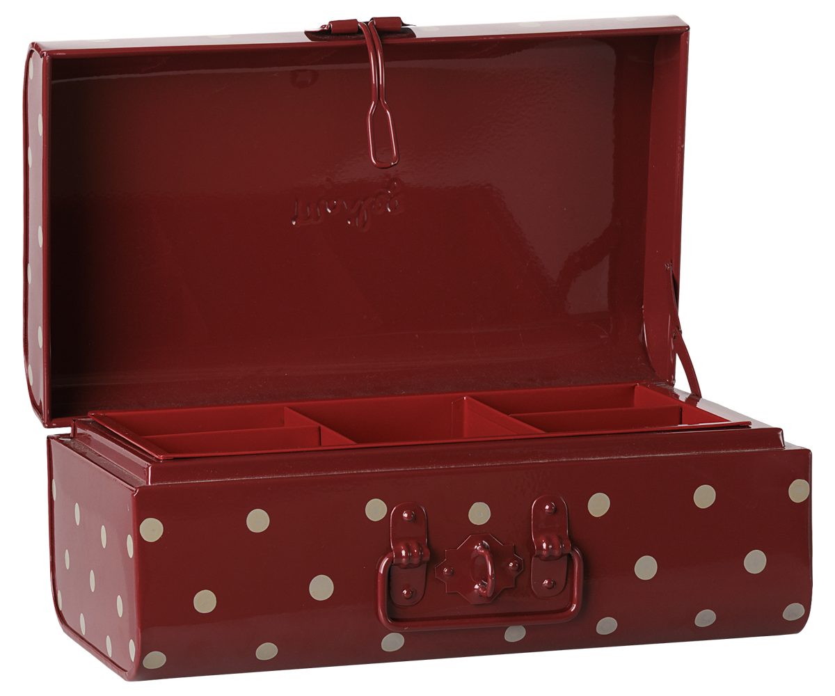 Storage suitcase, Small - Dark red w. tray
