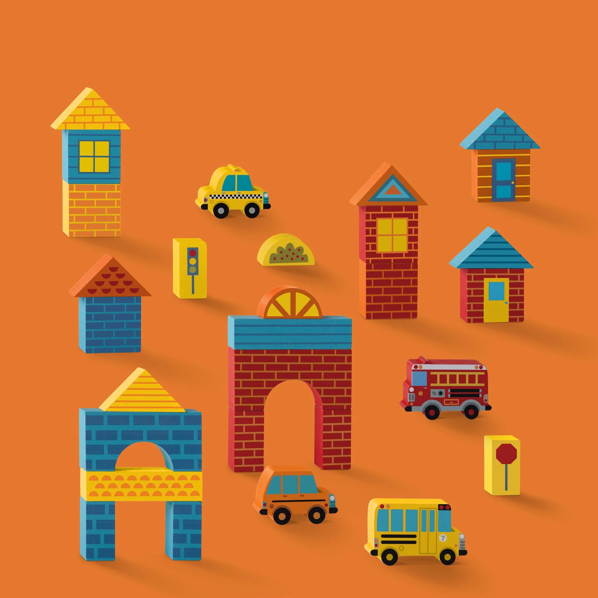 Build & Play Wood Blocks - Busy City