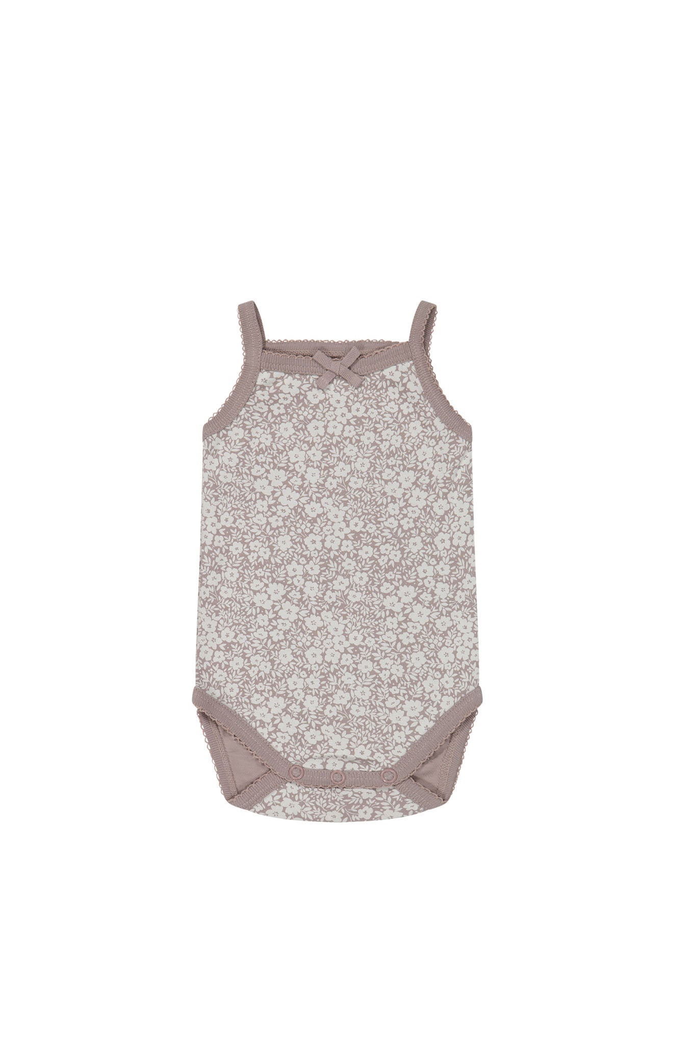 Organic Cotton Singlet Bodysuit - Greta Floral Bark
