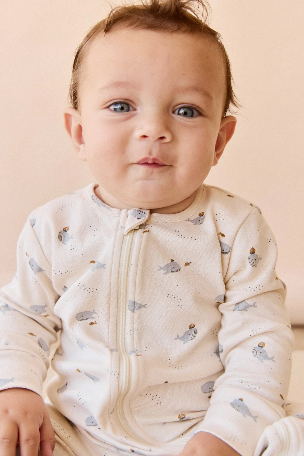 Organic Cotton Reese Zip Onepiece || Whales