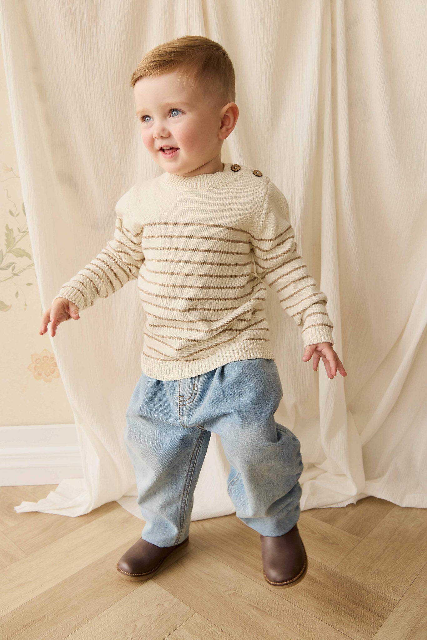Malcolm Knitted Jumper || Malcolm Stripe Cloud/Brioche