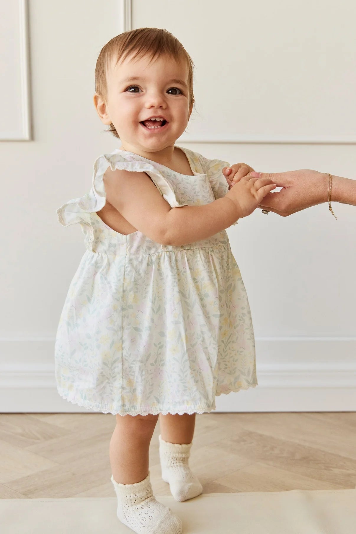 Organic Cooton Delaney Playsuit || Daphne Egret - LAST 6/12M & 2Y