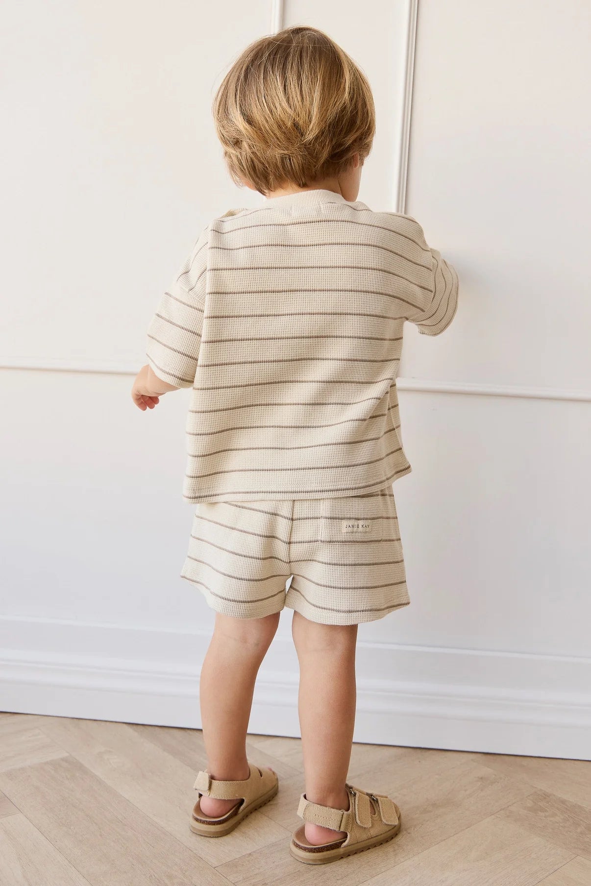 Organic Cotton Waffle Leith Short || General Stripe Cassava/Batch