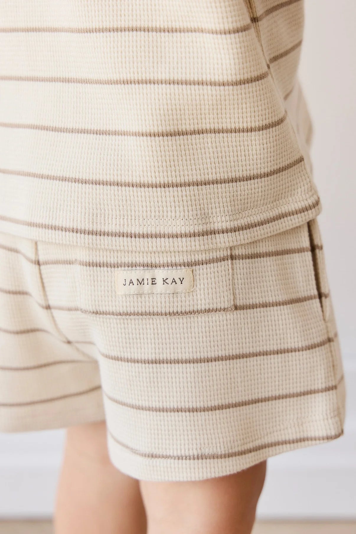 Organic Cotton Waffle Leith Short || General Stripe Cassava/Batch