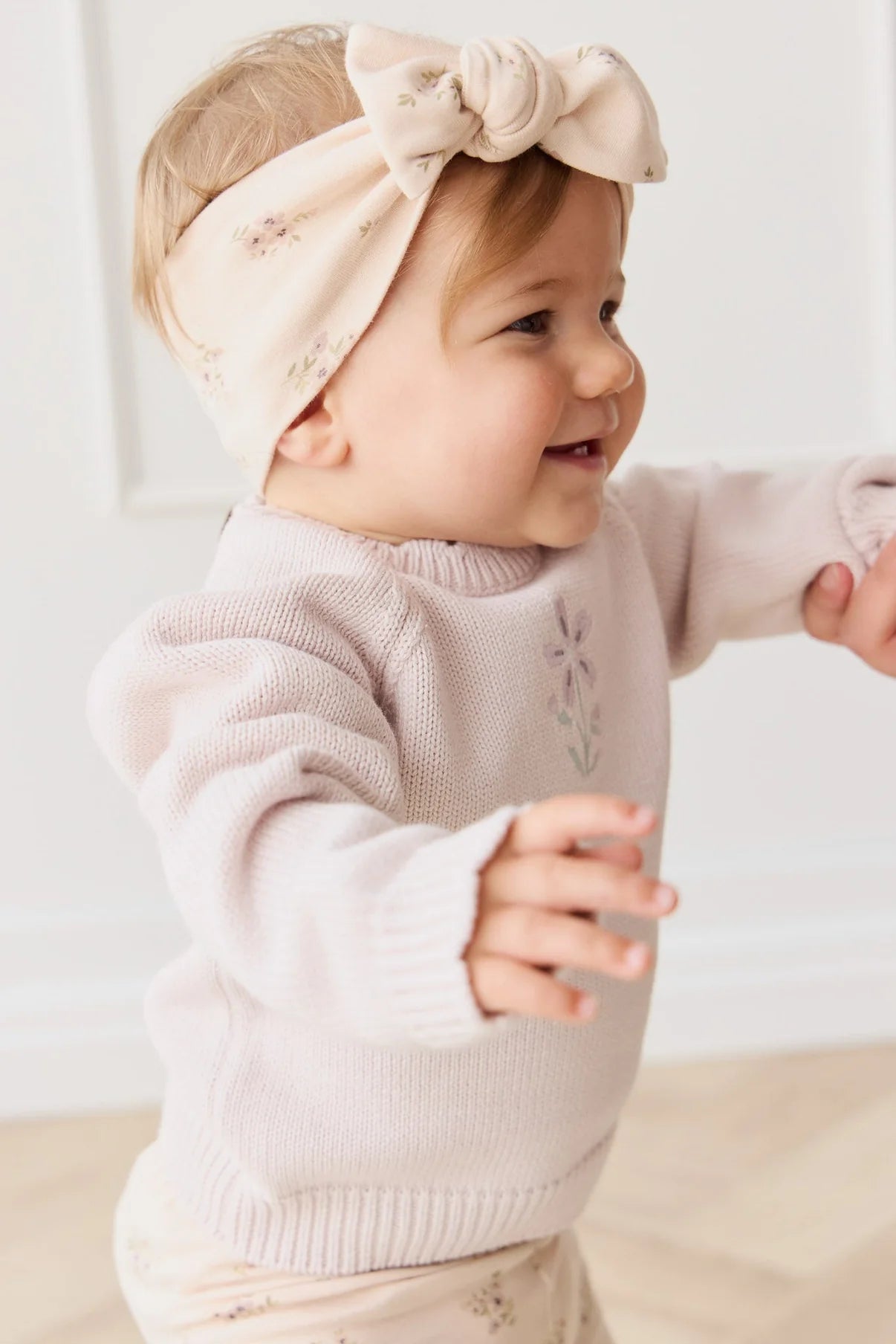 Organic Cotton Headband || Goldie Bouquet Pink Tint