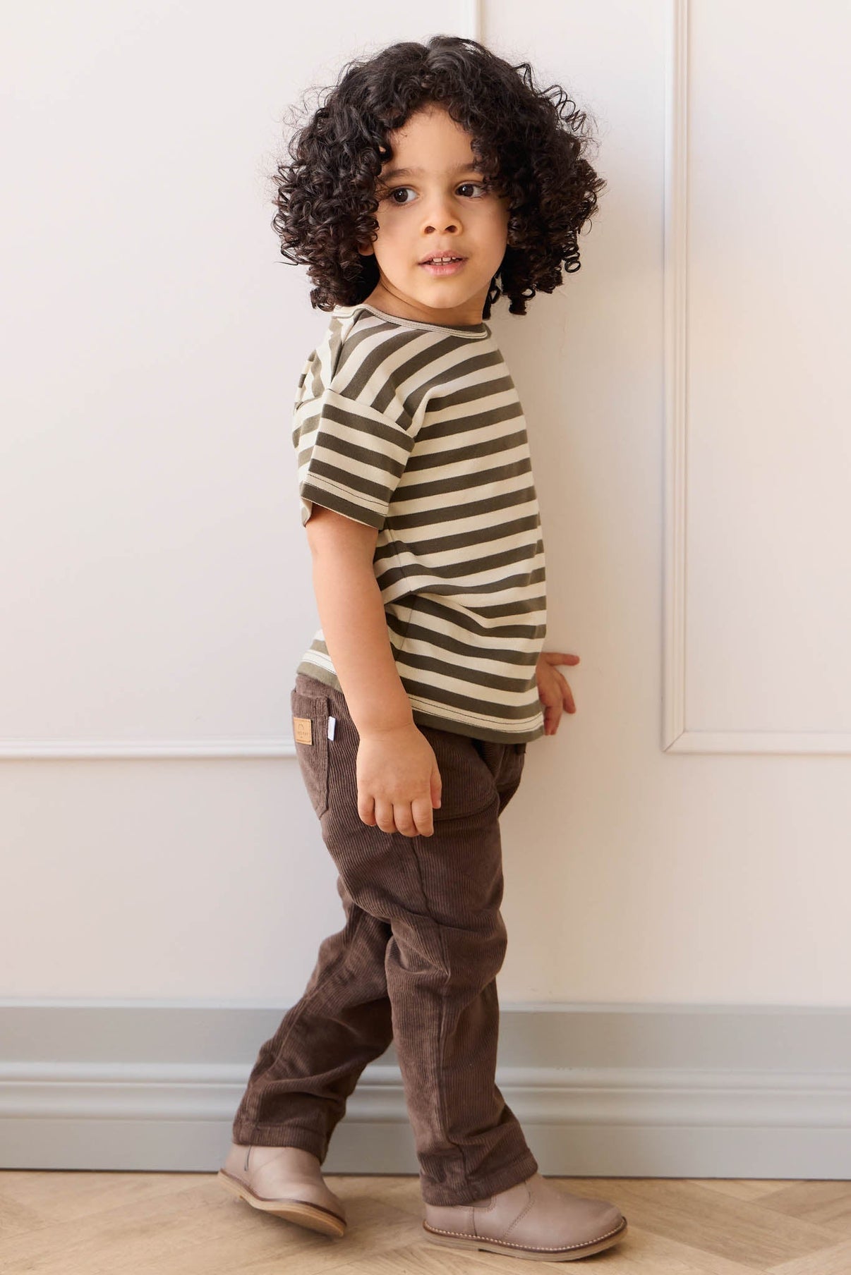 Pima Cotton Hunter Tee || Oliver Stripe Pinecone/Cassava