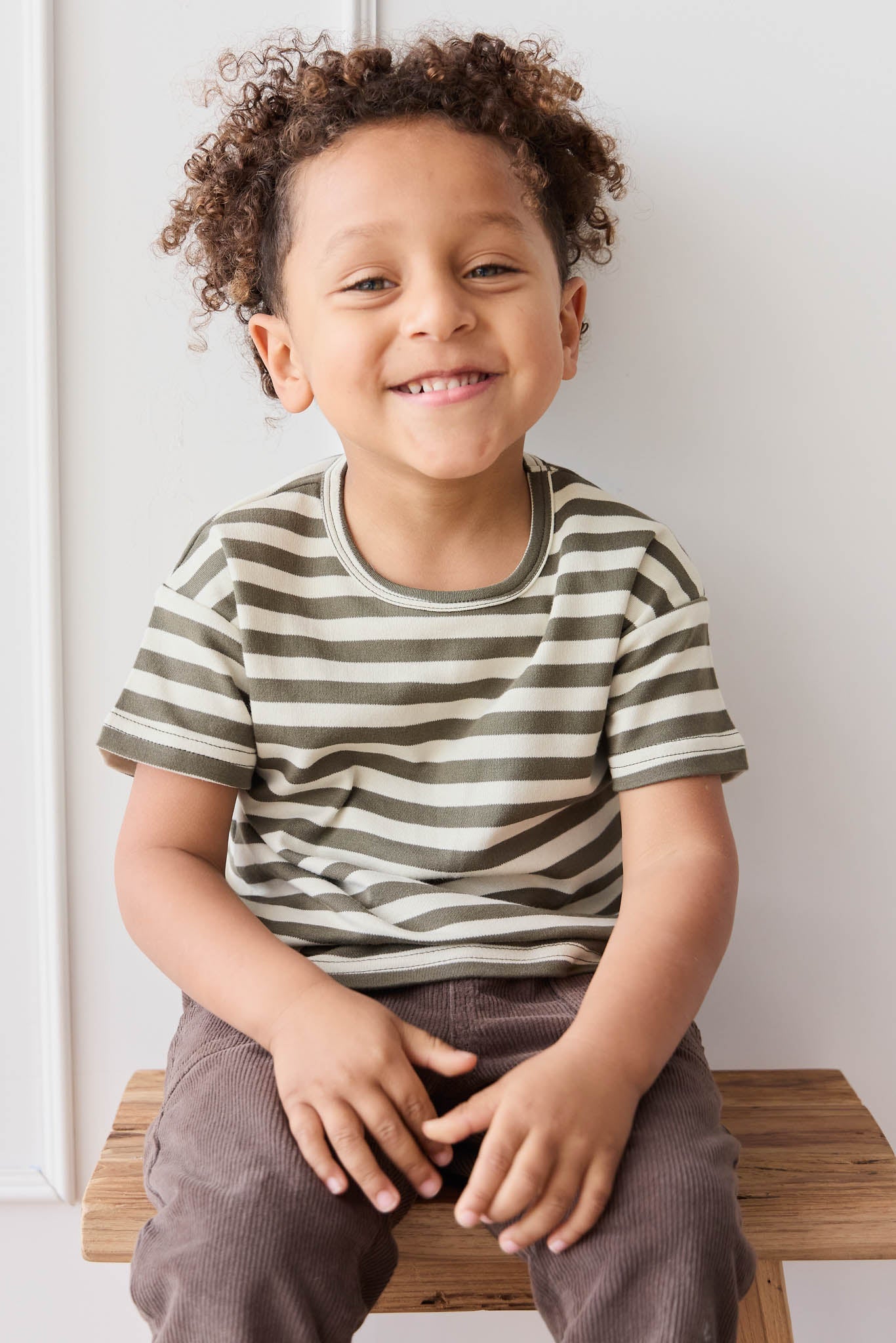 Pima Cotton Hunter Tee - Oliver Stripe Pinecone/Cassava