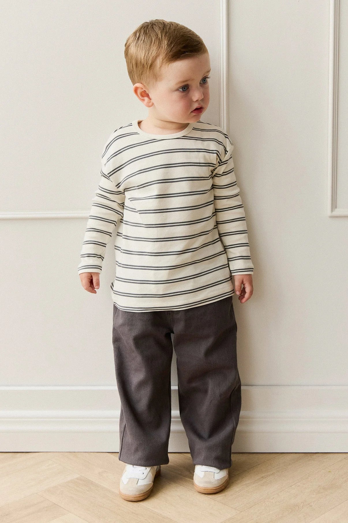 Pima Cotton Arnold Long Sleeve Top || Dual Stripe Atlantic/Cloud - LAST ONE 5Y