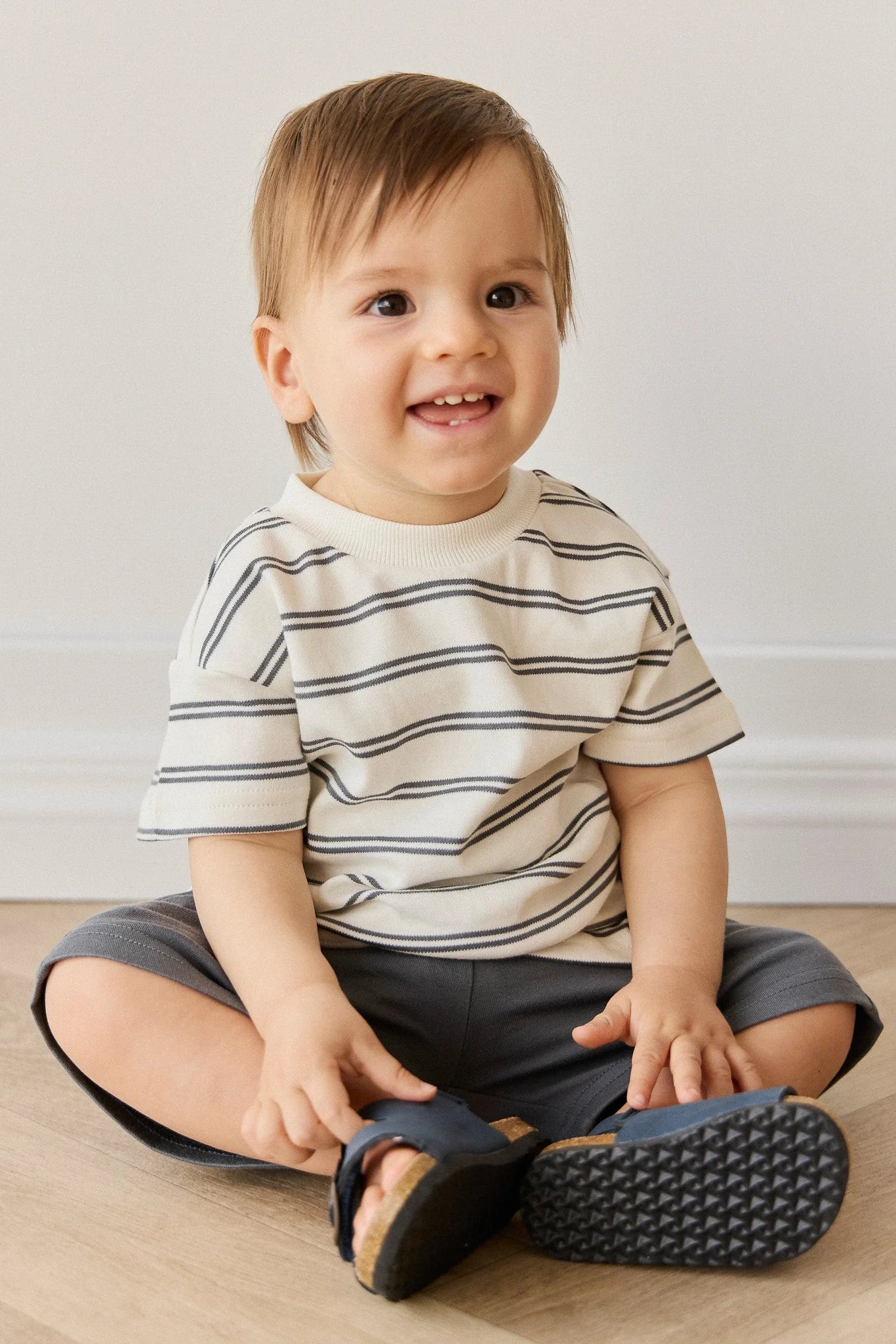 Pima Cotton Otis Tee || Dual Stripe Atlantic/Cloud
