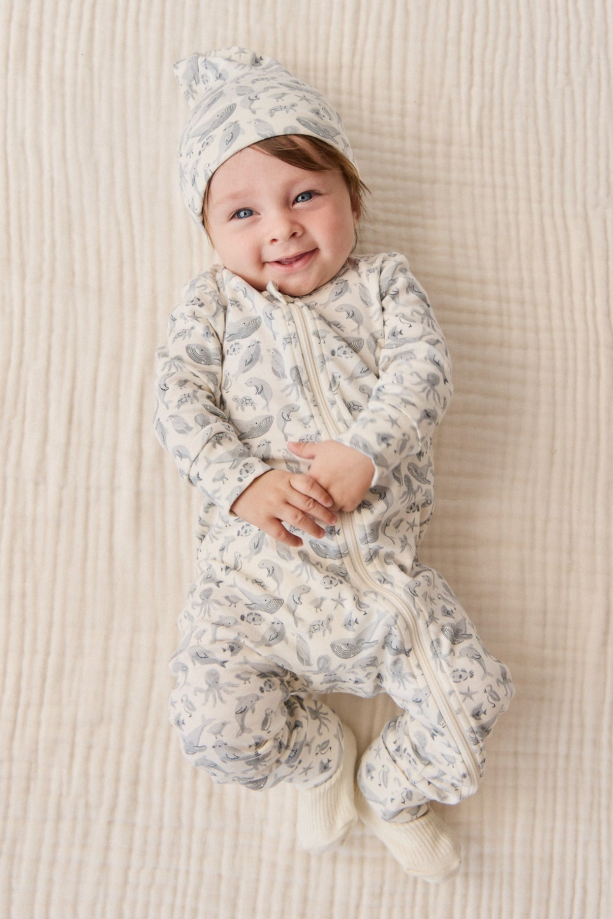 Organic Cotton Reese Zip Onepiece - Sea Life