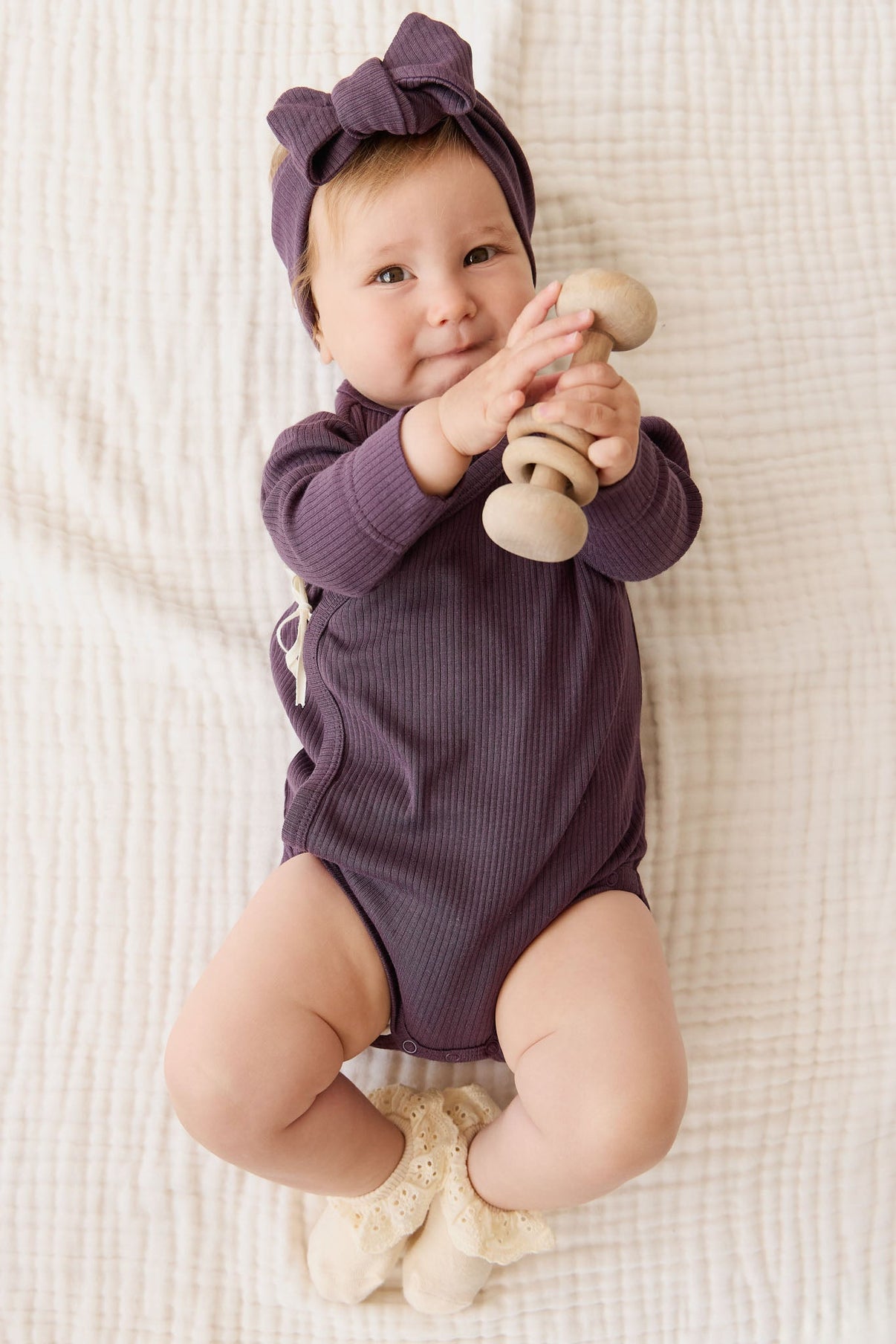 Organic Cotton Modal Marina Long Sleeve Bodysuit || Blackberry