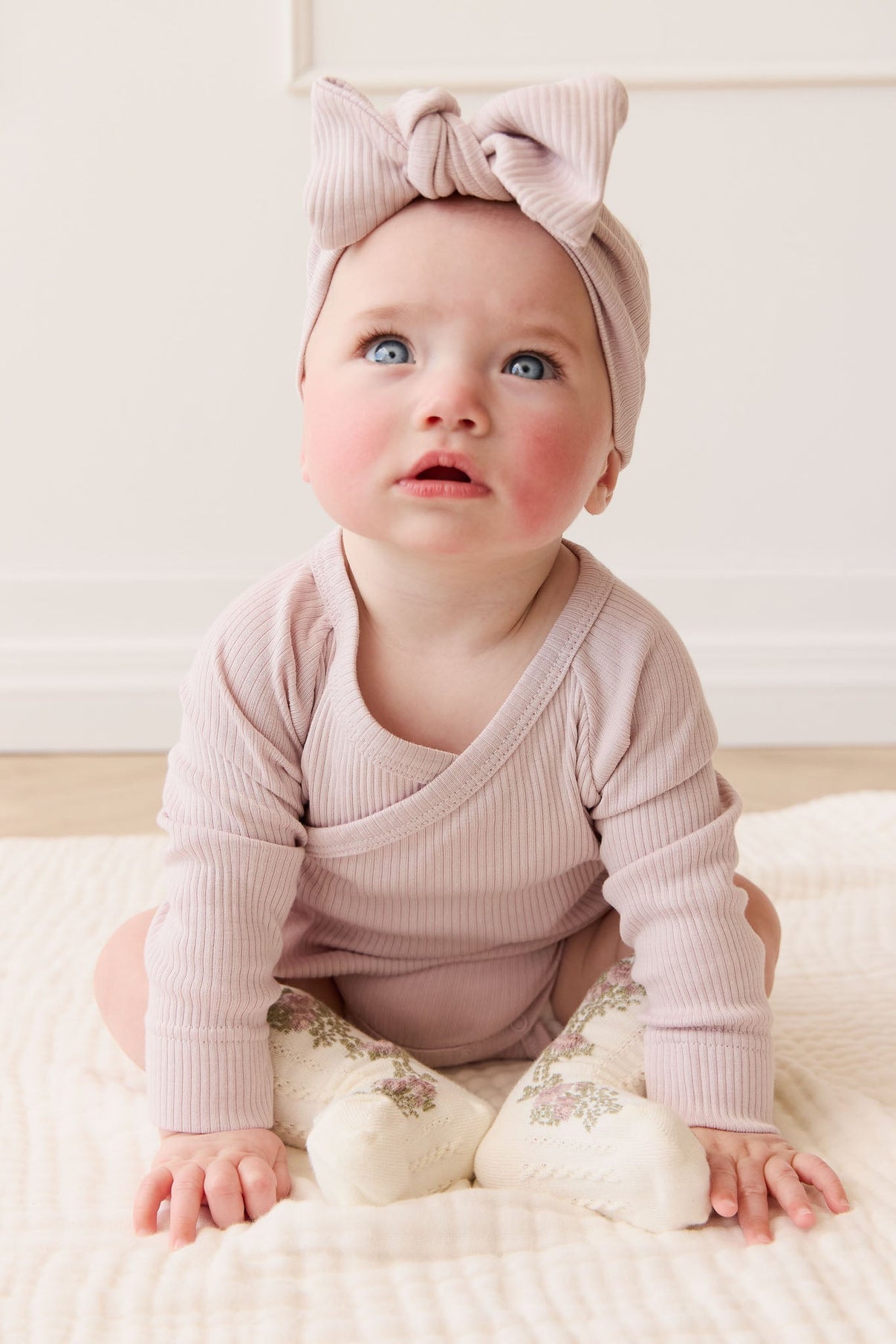 Organic Cotton Modal Marina Long Sleeve Bodysuit || Violet Tint