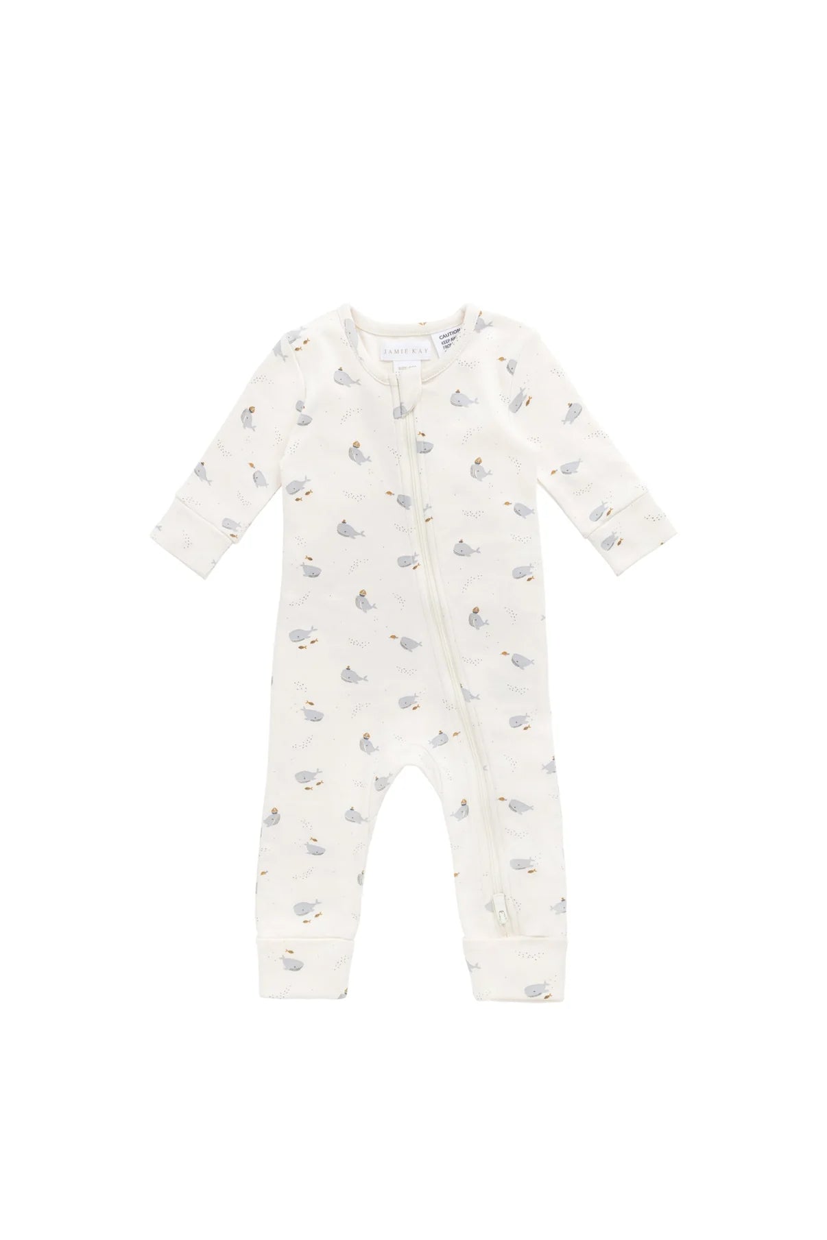 Organic Cotton Reese Zip Onepiece || Whales