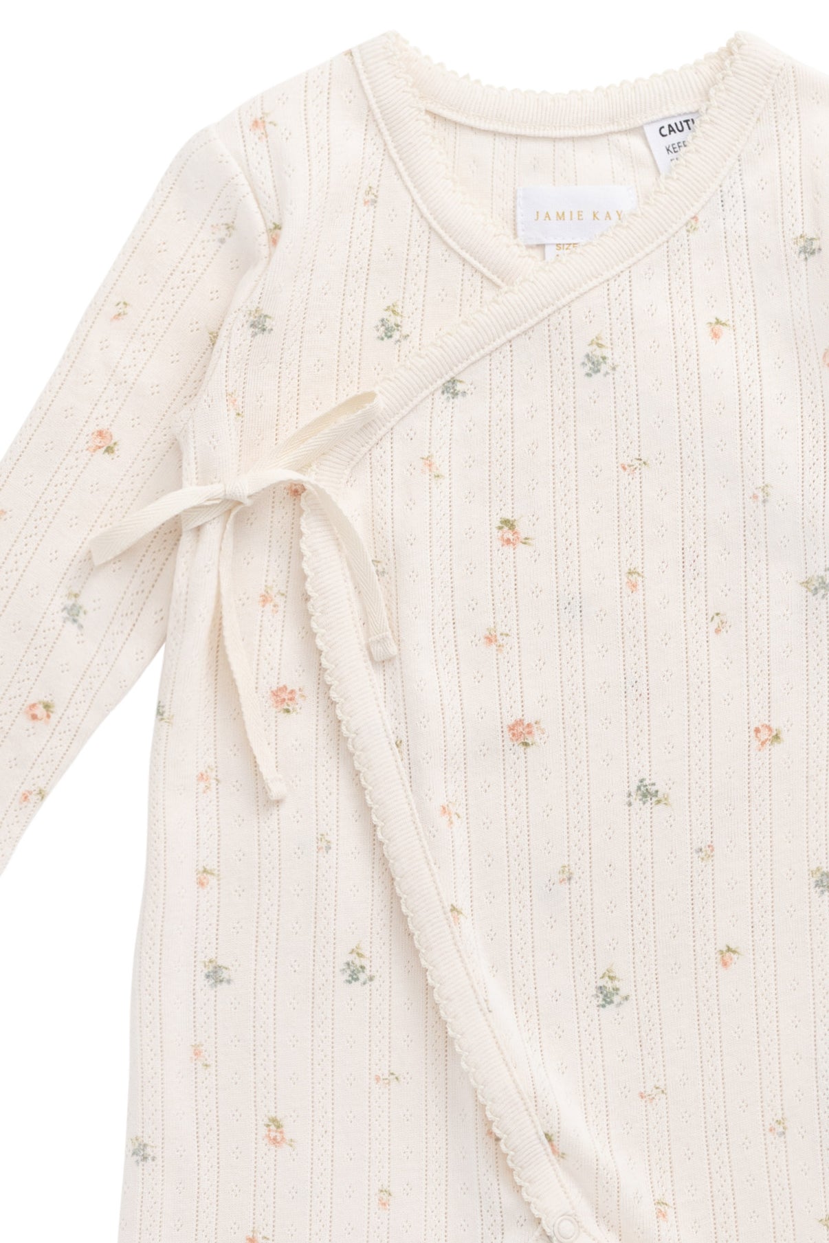 Organic Cotton Pointelle Wrap Onepiece - Sweet Magnolia Simple - LAST 1Y & 2Y