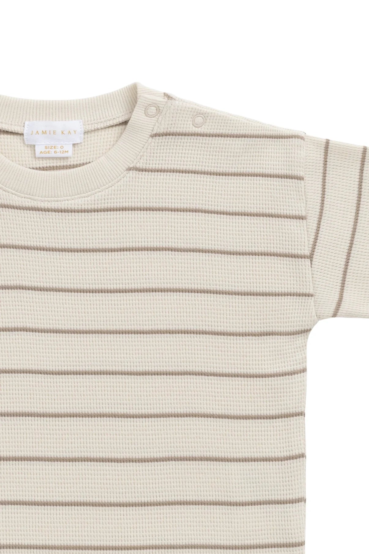 Organic Cotton Waffle Leith Tee || General Stripe Cassava/Batch