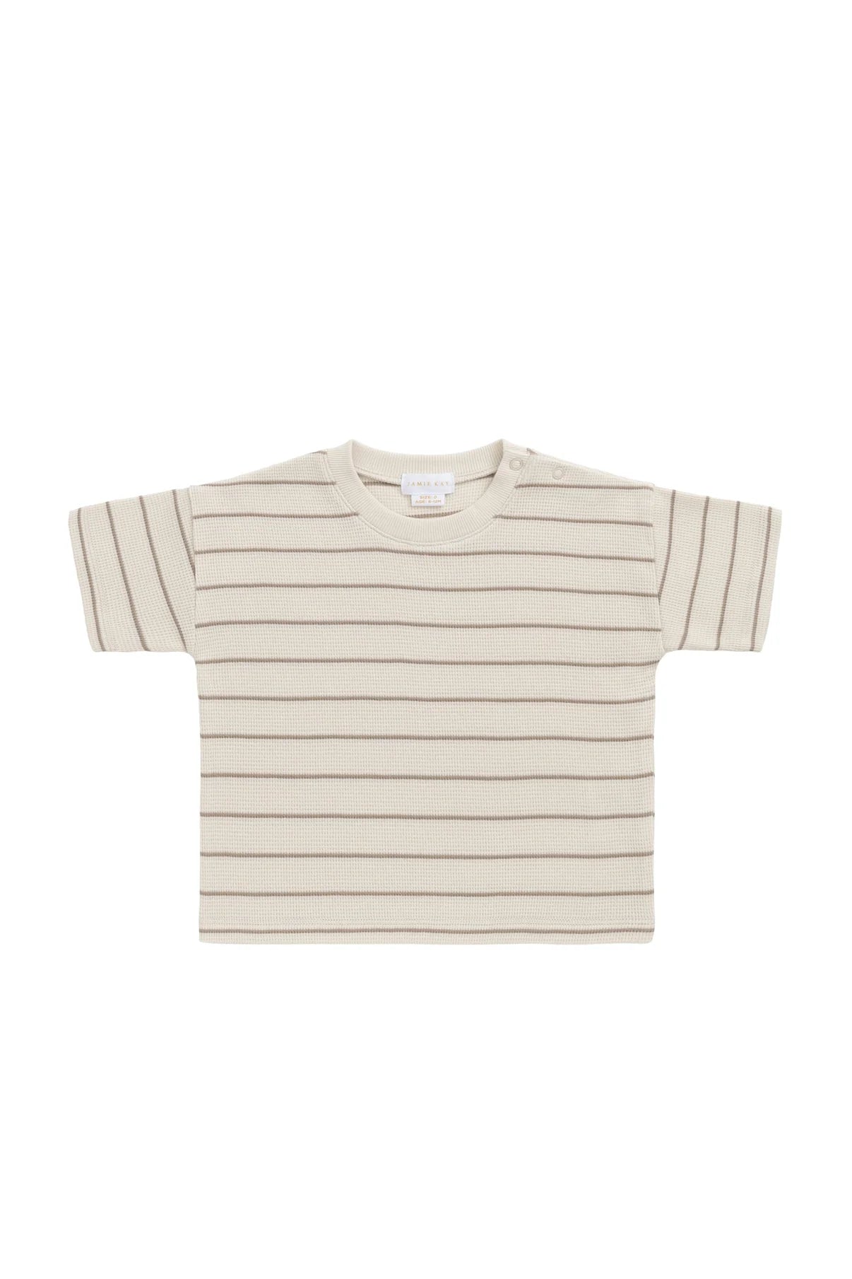 Organic Cotton Waffle Leith Tee || General Stripe Cassava/Batch